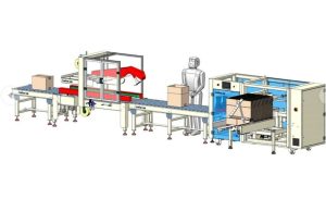 LINEBOX-03 Verpackungslinie mit Kartonaufrichter, Rollenbahn und Kartonverschließer